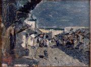 Maria Fortuny i Marsal Mercat i cases oil painting on canvas